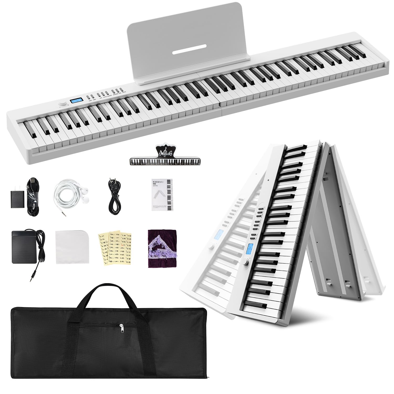 Amazon | Moon River 電子ピアノ 88鍵盤 折りたたみ式 電子キーボード